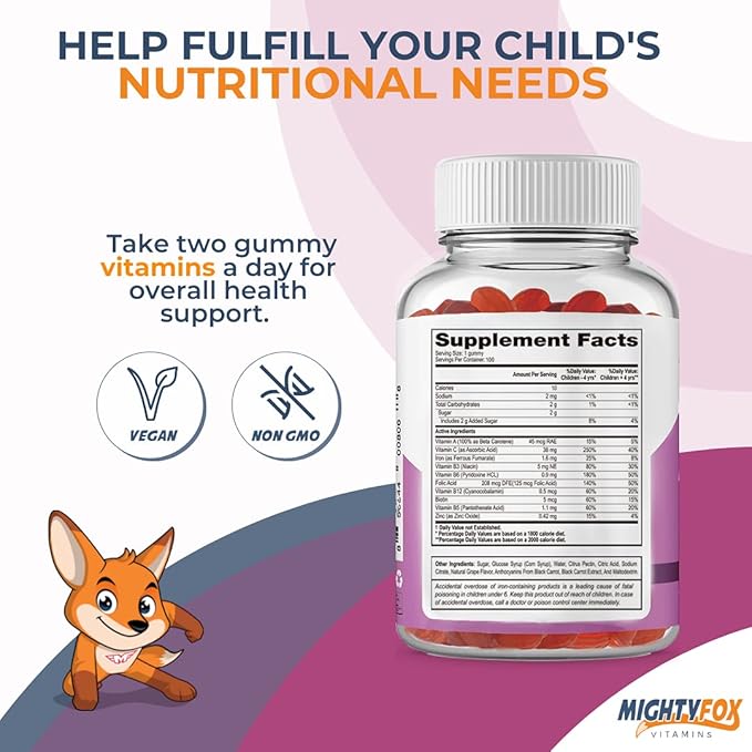 Iron Gummy Vitamins for Kids & Teens – Tapioca Based - Best Tasting - Non-GMO - Gluten Free - Vegan - Chewable Iron Supplement w/Vitamin A, C, B3, B5, B6, B12, Folic Acid, Biotin & Zinc 100ct