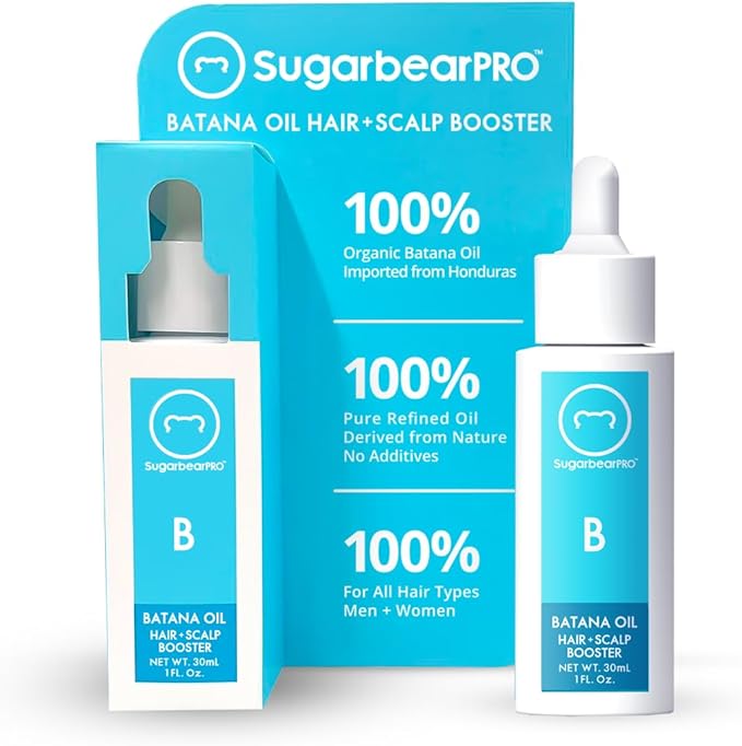 Sugarbear Hair Vitamin Gummy 2 Month Supply & 2 Pure Batana Natural Hair Growth Oil-Extra Strength Biotin 6000mcg, Women, Men, Vegan Vitamin B12, MSM, Inositol, Elderberry, Kosher, Halal, Cruelty-Free