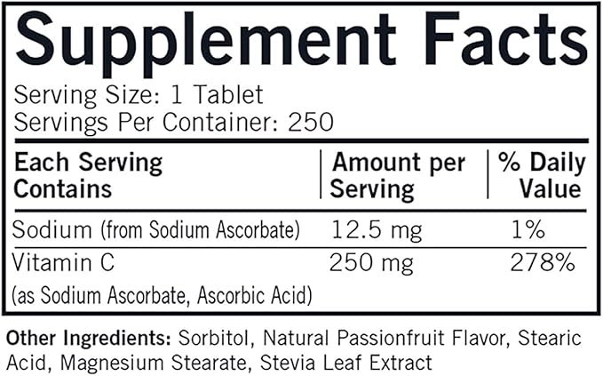 Kirkman Labs Vitamin C 250 mg Chewable Tablets with Stevia-250 Count