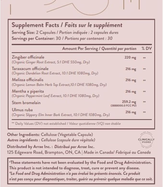 Arrae Fast-Acting Bloating Relief Digestive Enzymes, All Natural Bloat, Gas & Indigestion Relief Capsules, 60 Count