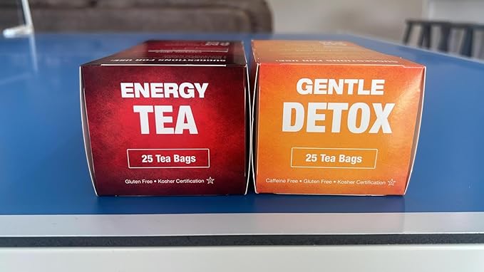 Total Tea Detox Tea & Energy Tea Set - 25 Day Detox Tea - Herbal SIim Tea with Chamomile - Hibiscus Tea and Ginger Root for Colon Cleanse – Natural Citrus & Cinnamon Herbal Tea for Digestive Health (25-Pack, Detox & Energy Tea)