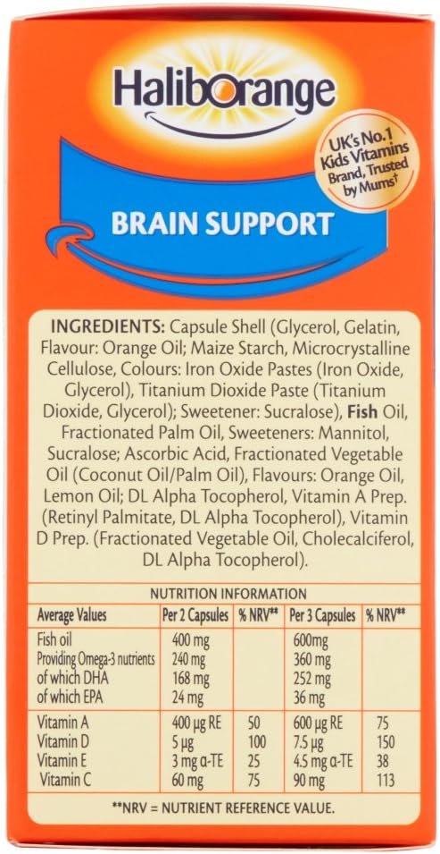 Haliborange Kids Omega-3 with Vitamins 90 Orange Chewable Fruit Burst Capsules