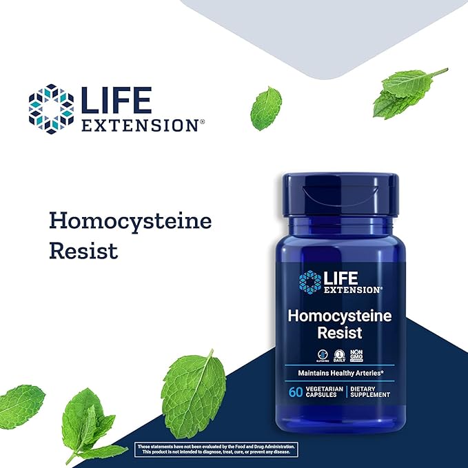 Life Extension Homocysteine Resist - 60 Vegetarian Capsules (Pack of 2) Vitamin B2, B6 & B12 + Folate - Once-Daily, Non-GMO, Gluten-Free