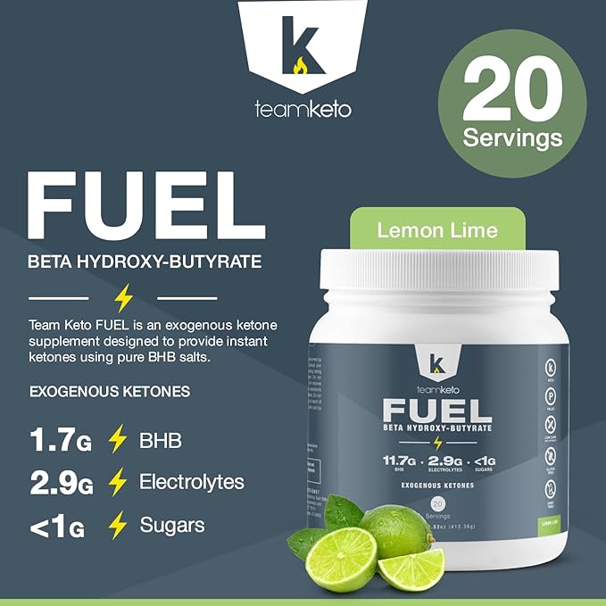 exogenous Ketones Powder, Pure Keto BHB Salts | Dairy & Gluten Free-Best Keto Supplements Fuel for Energy Boost, Mental Performance- Pre-Workout Naturally Flavored 436g - Lemon Lime