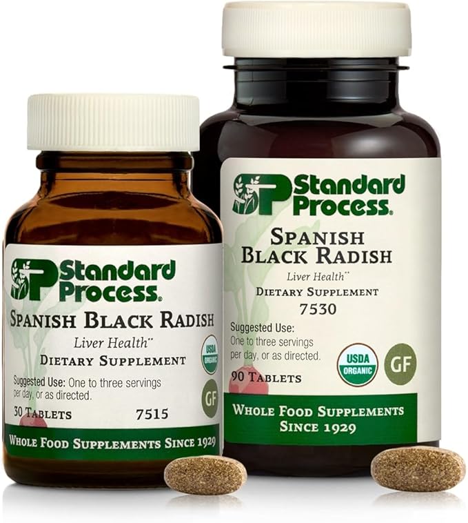 Standard Process Spanish Black Radish - Whole Food Detox, Liver Support, Digestion and Digestive Health, Gallbladder Support with Honey and Vitamin C - Vegetarian, Gluten Free - 30 Tablets