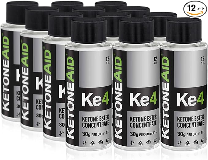 KetoneAid KE4 Pro Ketone Ester Drink | Not a Ketone Salt, No Sugar, No Caffeine | Exogenous D-BHB Ester | 12 Serving Per Bottle (12 Count)