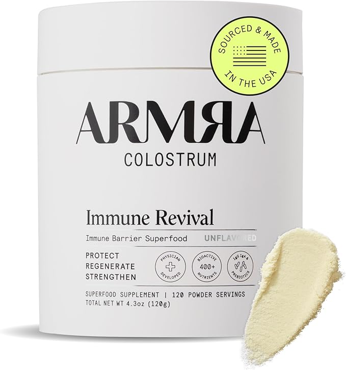 ARMRA Colostrum™ Premium Powder, Grass Fed, Gut Health Bloating Immunity Skin & Hair, Contains 400+ Bioactive Nutrients, Potent Bioavailable, Keto, Gluten & Fat Free (Unflavored | 120 Servings)