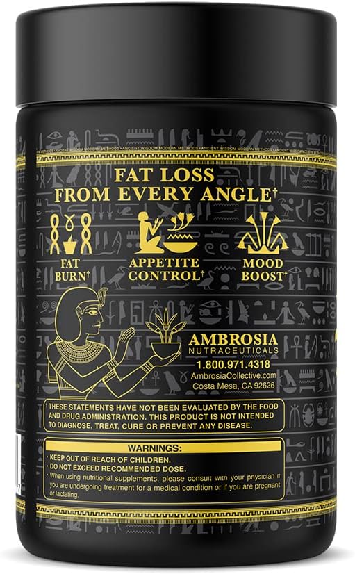 Ambrosia Ember™ Thermogenic Fat Burner & Appetite Support Supplement Pills for Healthy Weight Management, Appetite Support for Men and Women with CapsiMax™, African Mango, and CoQ10