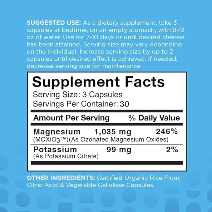 nbpure MagO7 - Natural Colon Cleanse & Detox - Occasional Constipation Relief, Stool Softening, & Bloating Support for Men & Women - Ozonated Magnesium Oxide, 90 Capsules