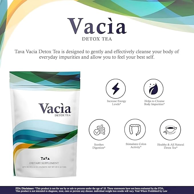 Tava Vacia Tea - Cleansing Tea Infused with Cassia Angustifolia, Carica Papaya Extract, Matricaria Chamomilla Extract & Soluble Fiber Dextrin - Supports Overall Wellness - 30 Packets