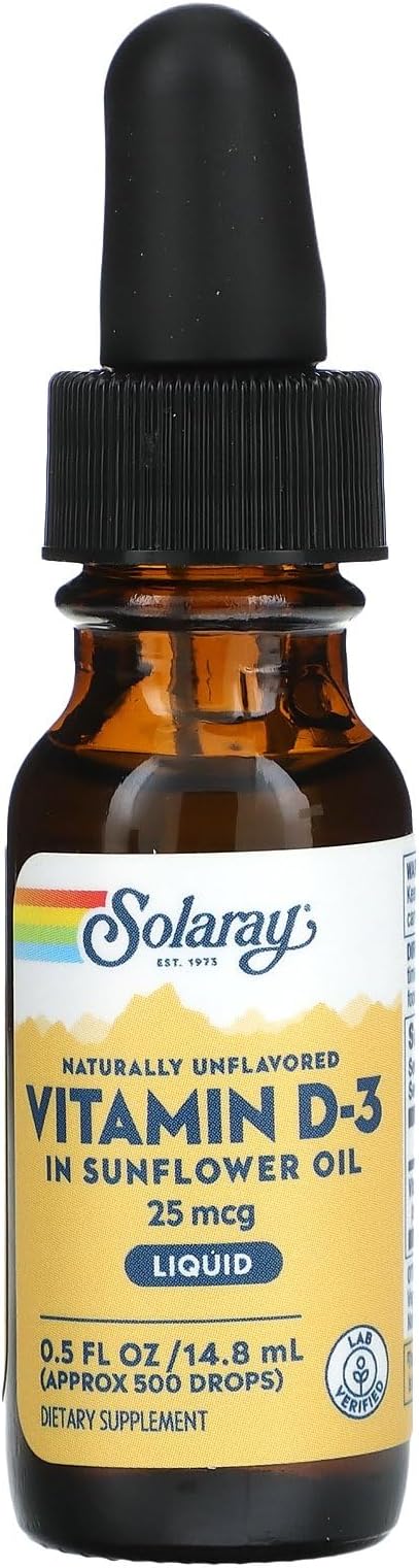 Solaray D3, Liquid, Unflavored (Carton) 1000IU | 0.5oz