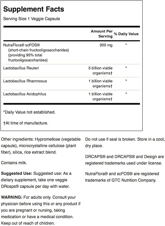 Swanson L. Reuteri Probiotic Plus w/L. Rhamnosus L. Acidophilus & FOS Prebiotic Digestive Support - Promotes Gut Health w/ 7 Billion CFU per Capsule - (30 Veggie Capsules) 2 Pack