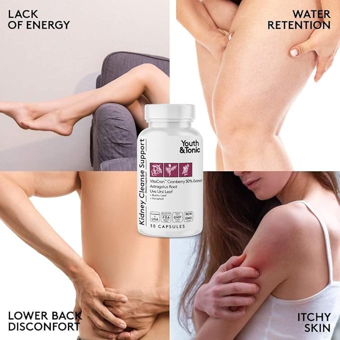 Youth & Tonic 15 Day Colon & Kidney Cleanse – Full Body Detox Pills for Bloating, Gut, Bladder, Urinary Tract & Kidney Flush Support – Senna & Cranberry Herbal Supplement, 60 Pills for Men & Women