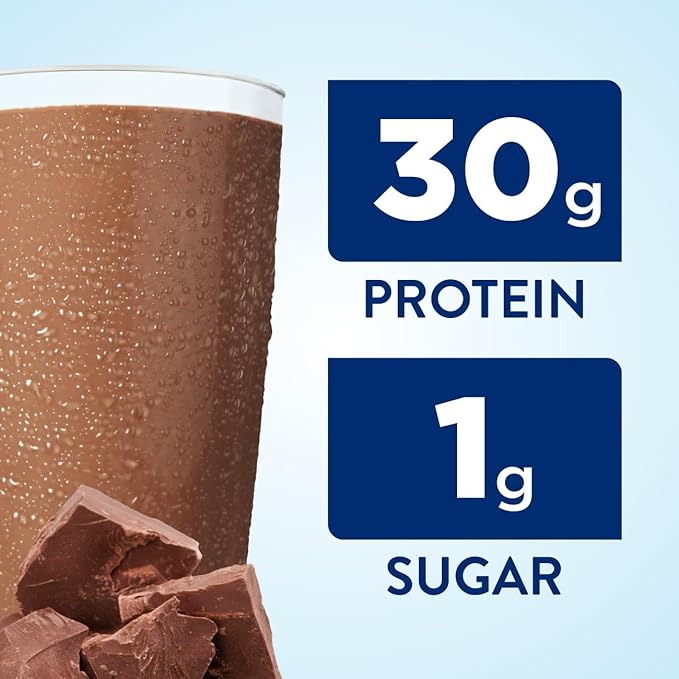 Ensure Max Protein Shake | Milk Chocolate | Ready to Drink | 30g Protein for Muscle Building | 1g Sugar, 4g Fiber | 11 fl oz - 12 Pack
