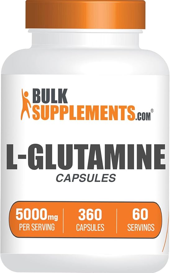 BulkSupplements.com L-Glutamine Capsules - Glutamine Supplement, L-Glutamine 5000mg - Amino Acid for Gut Health, Gluten Free, 6 Capsules per Serving, 360 Capsules (Pack of 1)