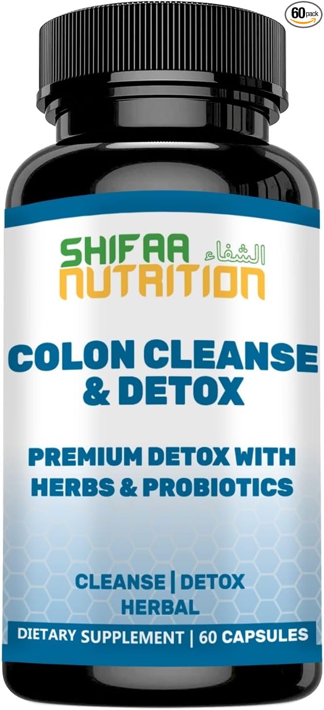 Premium Colon Cleanse & Herbal Detox Pills | 2x15 Days Supply | with Probiotics, Fennel Seed, Cascara Sagrada & Ginger Root Halal Vitamins