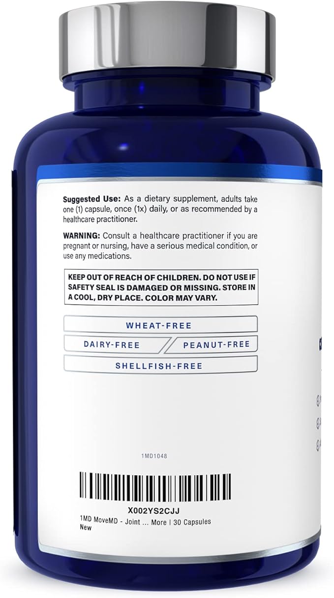 1MD Nutrition MoveMD - Health Supplement for Joint Discomfort & Support - Our Collagen Pills are Skillfully Formulated for Women & Men w/Hyaluronic Acid & Astaxanthin