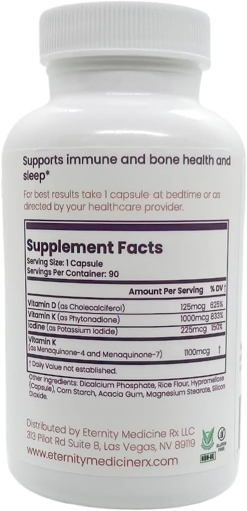 Vitamin D3 + K2 Supplement – Bone, Heart, and Immune Support – 90 Capsules