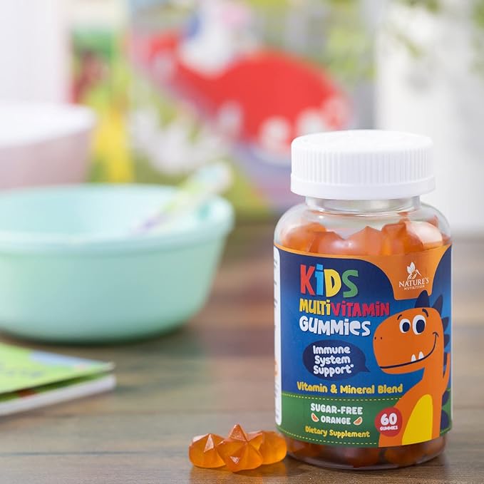 Vitamins for Kids Multivitamin Gummy, Childrens Vitamins Sugar-Free, Overall Health & Immune Support, Vitamin C, B6, B12, D3 & Zinc, Chewable Kids Multi Supplement, Orange Flavor, Non-GMO - 60 Gummies