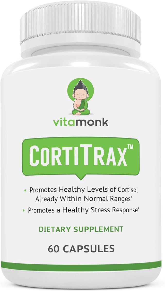 VitaMonk CortiTrax Natural Cortisol Blocker - Doctor Formulated Cortisol Manager, Cortisol Support & Cortisol Reducer (Already Within Normal Ranges)- 60 Capsule Cortisol Supplement