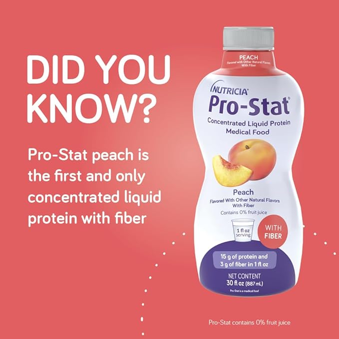 Pro-Stat Concentrated Liquid Protein Medical Food - Peach Flavor with Fiber, 30 Fl Oz Bottle (Case of 6)