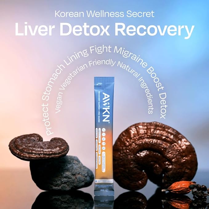 AWKN Morning Recovery Drink & Probiotics Pre-Drinking Shot - Milk Thistle, Korean Ginseng - 10 Liquid Sachets