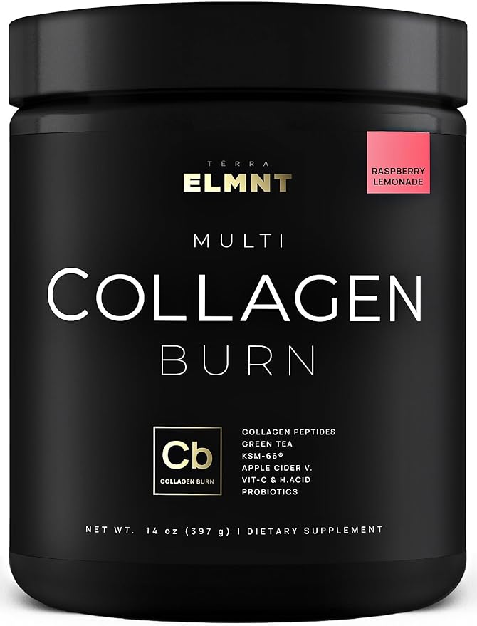 ELMNT Super Collagen Burn for Women w. Probiotics, Hyaluronic Acid, Apple C Vinegar, KSM66, Biotin+ Premium Colageno Multi Collagen Protein Powder for Weight Loss, Fat Burner, Hair, Skin+ (R-Lemonade)
