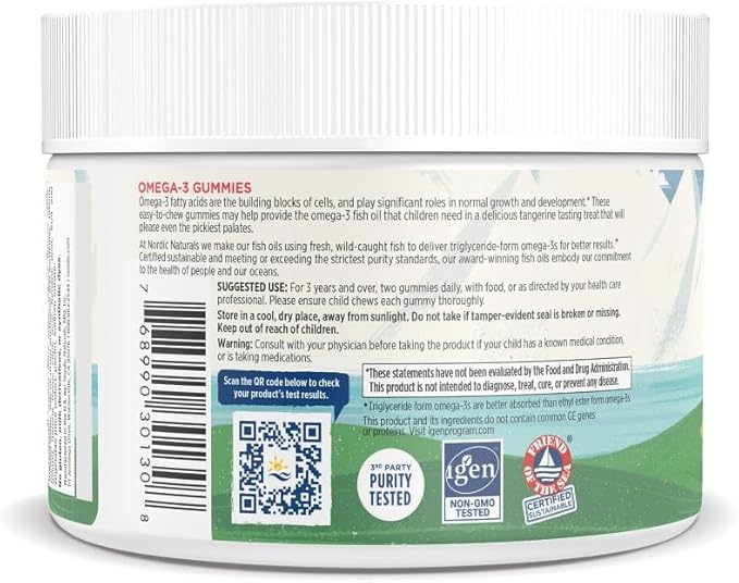 Nordic Naturals Nordic Omega-3 Gummies, Tangerine - 60 Gummies - 82 mg Total Omega-3s with EPA & DHA - Non-GMO - 30 Servings