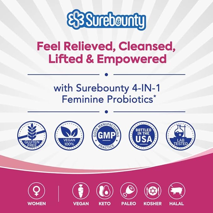 Probiotics for Women, 120 Billion CFU 34 Strains, Prebiotics, Digestive Enzymes, Cranberry, 4-in-1 Feminine Probiotic, Digestive, Vaginal, Immune Support, 30ct