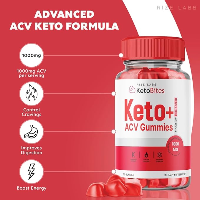 Keto Bites ACV Gummies, All Natural Keto ACV Gummies for Advanced Weight Loss, KetoBites Gummy, Apple Cider Vinegar Supplement, Official Keto + ACV Reviews (60 Gummies)