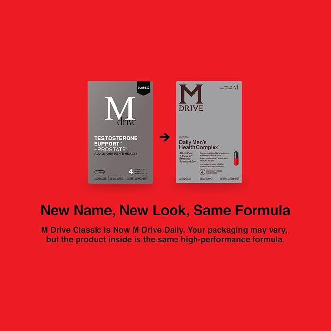 Mdrive Classic Testosterone Booster for Men, Support Healthy Prostate, Eyes, Joint, Energy, Stress Relief, KSM-66 Ashwagandha, Beta-Sitosterols, 60ct.