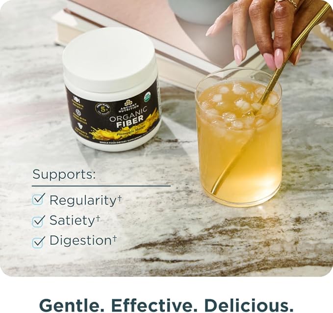 Ancient Nutrition Organic Fiber Powder, Pineapple Mango, Soluble Fiber from Acacia & Konjac Root, Supports Digestive Health, Reduces Bloating, 6.4 oz