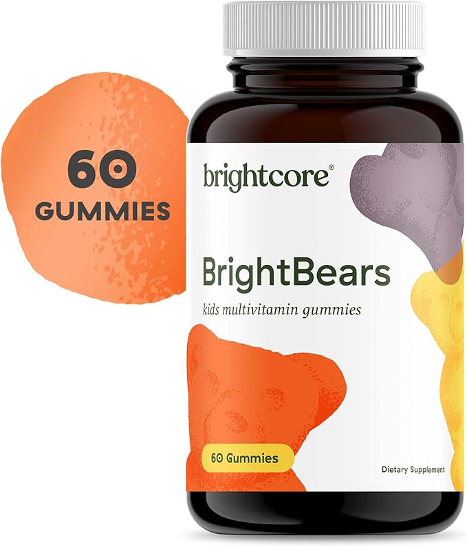 BrightBears Gummy Bear Kids Vitamins with Vitamins A, C, D, E, B6, B12, Biotin, Zinc, Kids Multivitamin Gummies, Multivitamin for Kids, Non-GMO, Gluten-Free, 60 Gummies Nutrition