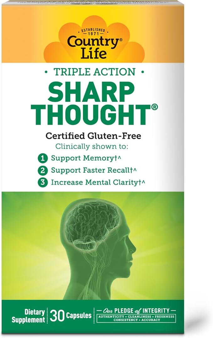Country Life Sharp Thought 30 Capsules, Certified Gluten Free…