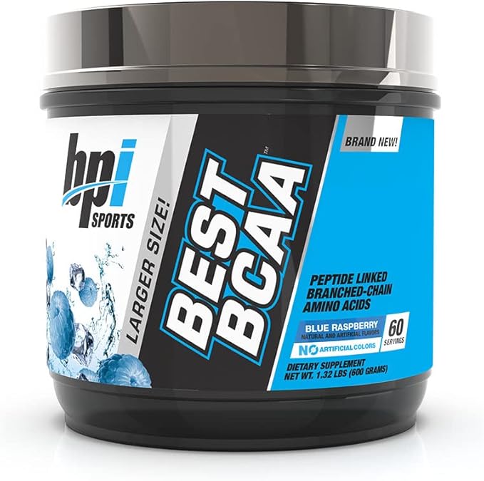 BPI Sports Best BCAA - BCAA Powder - Branched Chain Amino Acids - Muscle Recovery - Muscle Protein Synthesis - Improved Performance – Hydration – Blue Raspberry - 60 Servings - 21.12 Oz