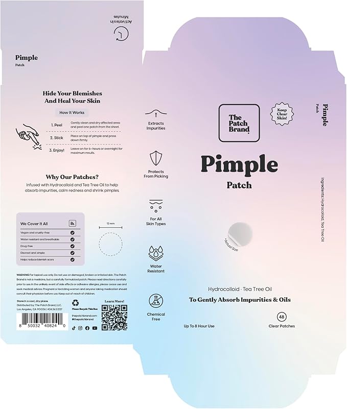 The Patch Brand Pimple Patches | Natural Wellness with Hydrocolloid and Tea Tree Oil
