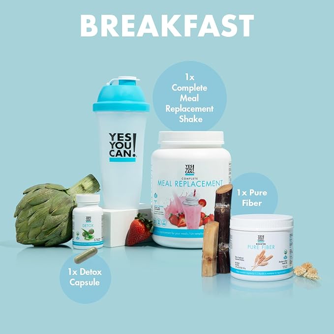 Yes You Can! Detox Plus Kit, Daily Cleanse Pure Fiber Meal Replacement, Drink Mix, Shake Booster and Supplement, Body Cleanse Kit for Women, Daily System Cleanse - Coffee, Aloe Vera Peach Lemonade