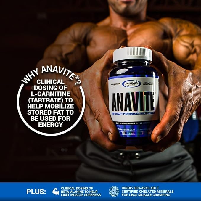 Gaspari Nutrition Anavite, Sports Multi-Vitamin with Amino Acids, Beta-Alanine and L-Carnitine, Enhanced Performance and Recovery (New Smaller Size, 30 Servings)