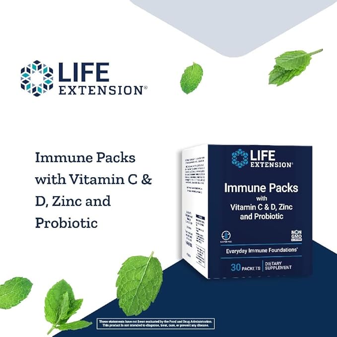 Life Extension - Immune Packs with Vitamin C & D, Zinc and Probiotic (30 Packs)