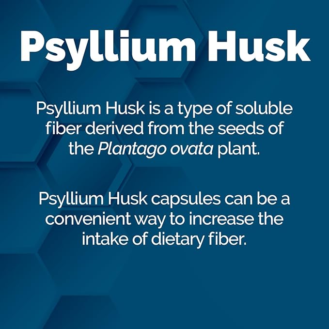 Nature's Wonder Psyllium Husk 500 mg Capsules for Digestive Health, Plant-Based Fiber, 200 Count