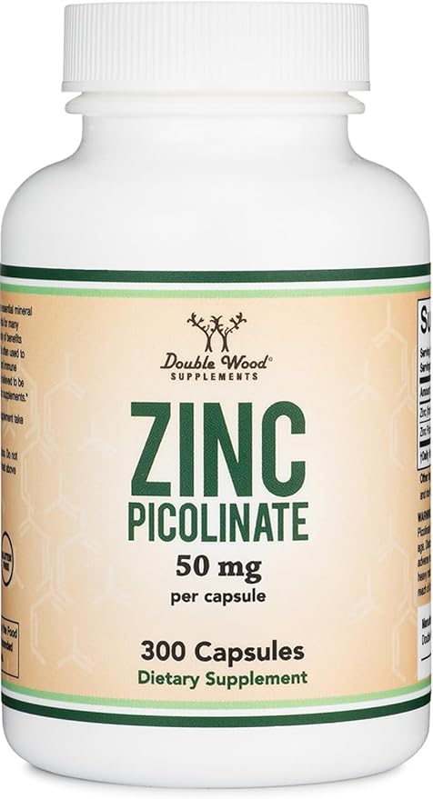 Zinc Picolinate 50mg, 300 Capsules (Immune Support) Non-GMO, Gluten Free (300 Day Supply) by Double Wood Supplements