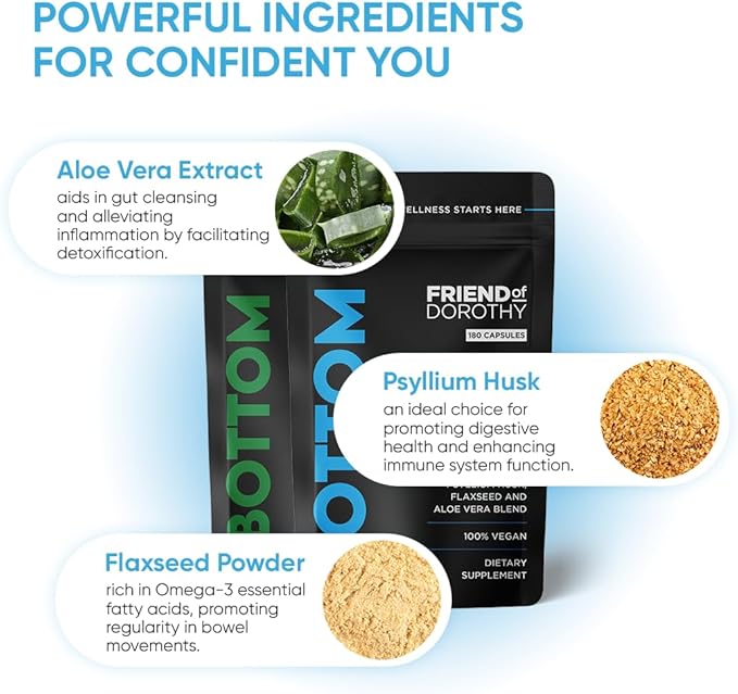 Bottom Fiber Supplement for Effortless Prep Time - Helps Promote Digestive Regularity - Psyllium Husk Based - for Men Who Bottom, Vegan Capsules