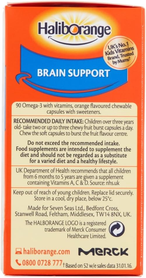 Haliborange Kids Omega-3 with Vitamins 90 Orange Chewable Fruit Burst Capsules