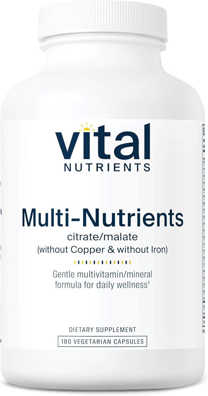 Vital Nutrients Multi-Nutrients 3|Vegetarian Multivitamin|Citrate/Malate Formula|Without Copper or Iron| Multi Vitamin, Mineral, & Antioxidant Supplement| Gluten, Dairy, Soy Free|Non-GMO|180 Capsules