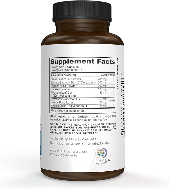 The Cleanse - 15 Day Prebiotics Colon Cleanser & Detox Fiber Supplement Natural Laxatives MCT Oil Keto - 30 Capsules