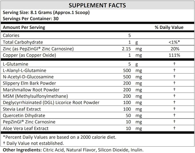 TERRA ORIGIN Healthy Gut Powder (Berry Flavor) |30-Servings with L-Glutamine, Zinc, Glucosamine, Slippery Elm Bark, Marshmallow Root and More!
