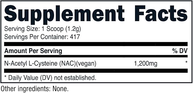 Nutricost N-Acetyl L-Cysteine (NAC) Powder 500 Grams - Vegan NAC, Non-GMO, Gluten Free