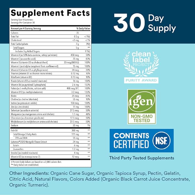 SmartyPants Teen Guy Multivitamin Gummies: Omega 3 Fish Oil (EPA/DHA), Vitamin D3, C, Vitamin B12, B6, Vitamin A, K & Zinc, Gluten Free, Three Fruit Flavors, 120 Count (30 Day Supply)