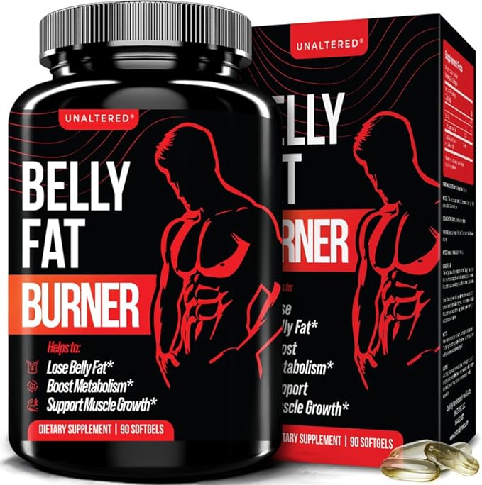 UNALTERED Belly Fat Burner for Men - Natural Weight Loss Pills to Support Reduced Body Fat, Preservation of Lean Muscle Mass, and a Healthy Metabolism - CLA Dietary Supplement - 90 Softgel Capsules