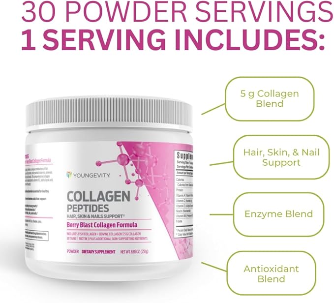 Youngevity Collagen Peptides - Hair, Skin & Nails Support - Powder Drink
